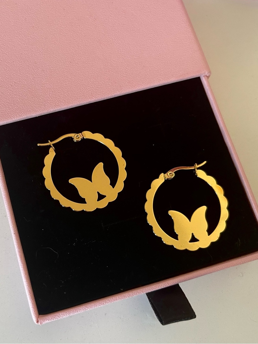 Gold Butterfly Hoop Earrings - Women Jewelry